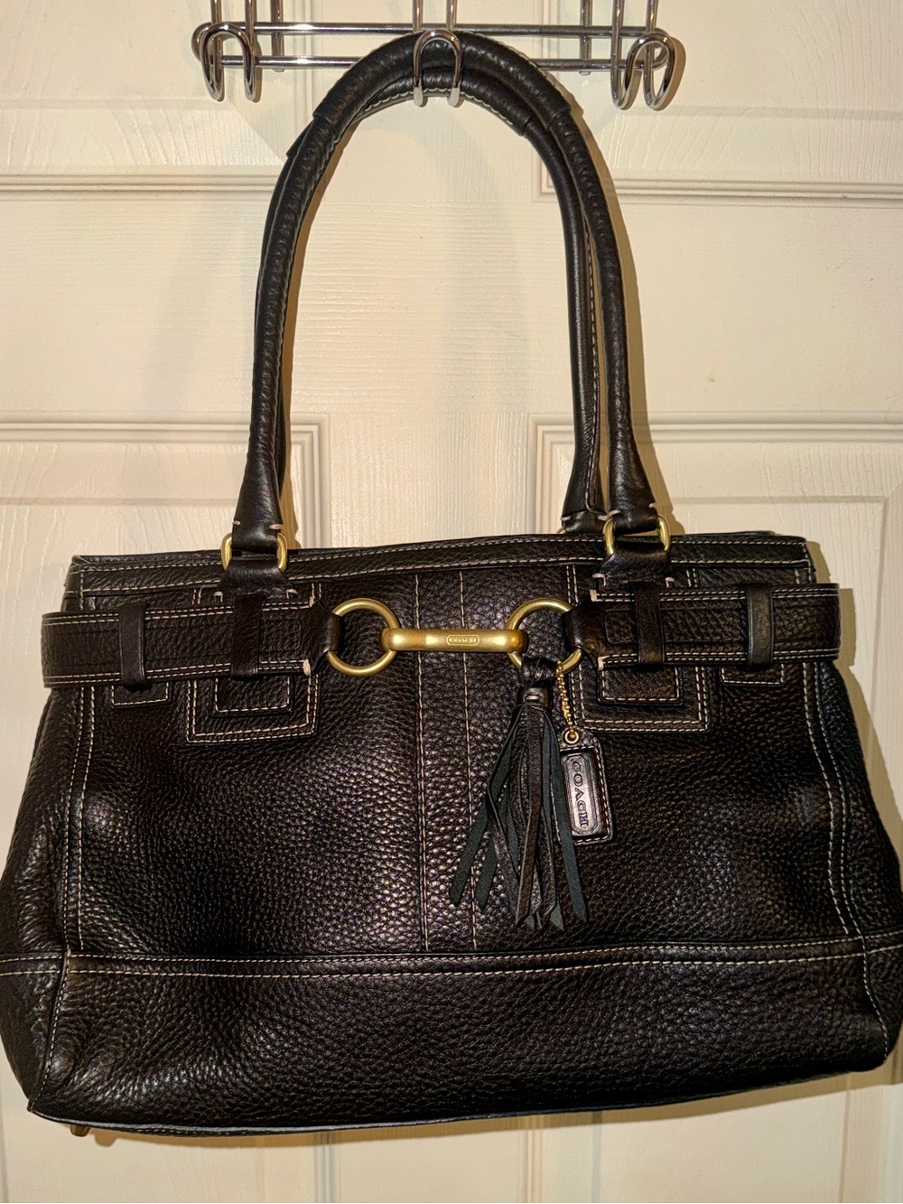 Vintage Coach Black Leather Hamptons Horsebit Tote Bag 10212 COA